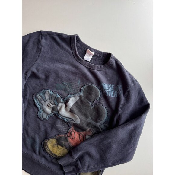 DISNEY Navy Mickey Mouse "Mouse of Mystery" Cotton Fleece Sweatshirt, Size L - Picture 4 of 12